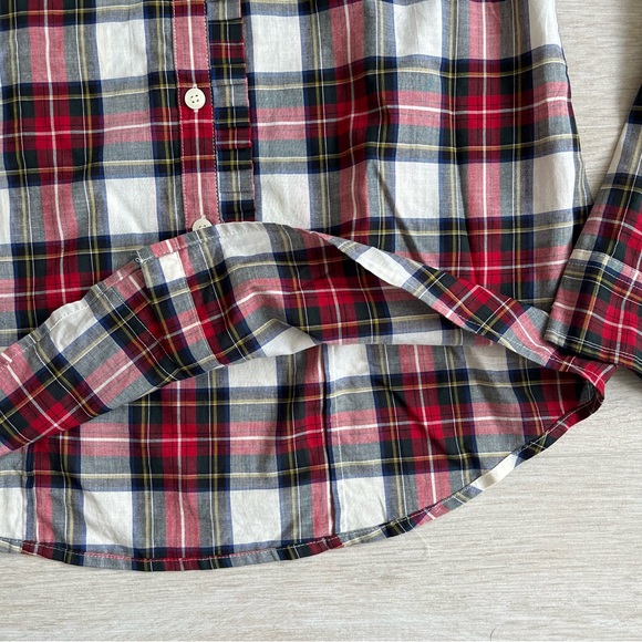 J.Crew red cotton button down shirt. Red, black, and white flannel. 100% cotton. - Picture 3 of 5